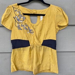 Floreat for Anthropologie mustard yellow blouse